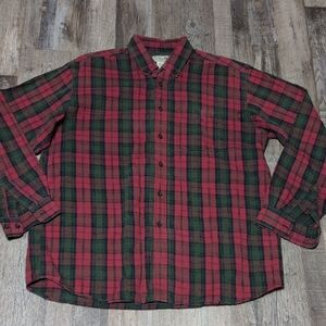 L.L. Bean Red and Green Plaid Men's Shirt